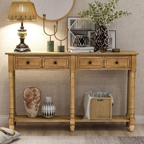 Console Table Sofa Table Easy Assembly with Two Storage Drawers and Bottom Shelf for Living Room, Entryway Console Table Sofa Table Easy Assembly with Two Storage Drawers and Bottom Shelf for Living Room, Entryway